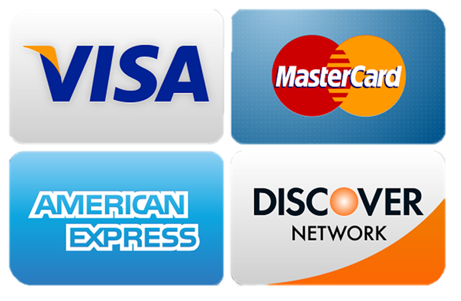Visa, Mastercard, American Express and Discover Accepted